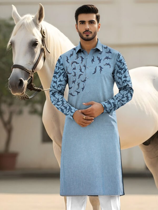 Ice Blue Mens Unstitched Suit