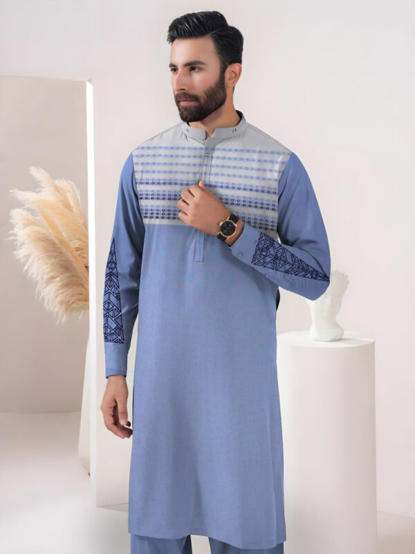 Blue Mens Unstitched Suit